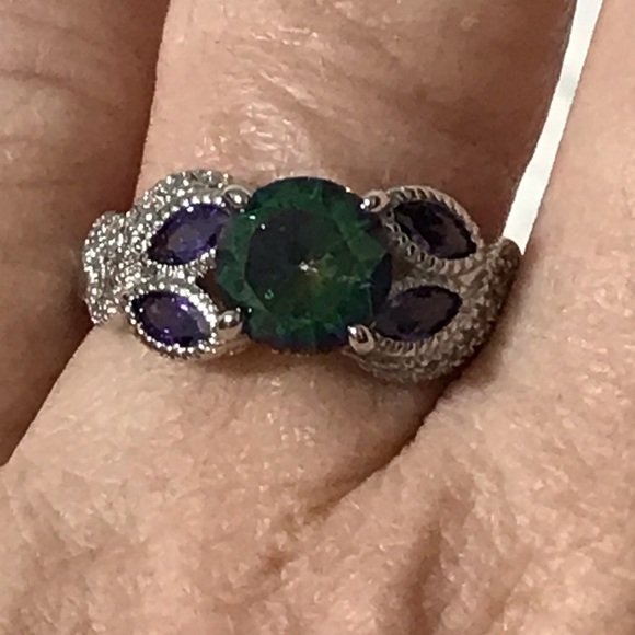 Mystic Topaz Set in White gold filled Ring - Picture 7 of 8